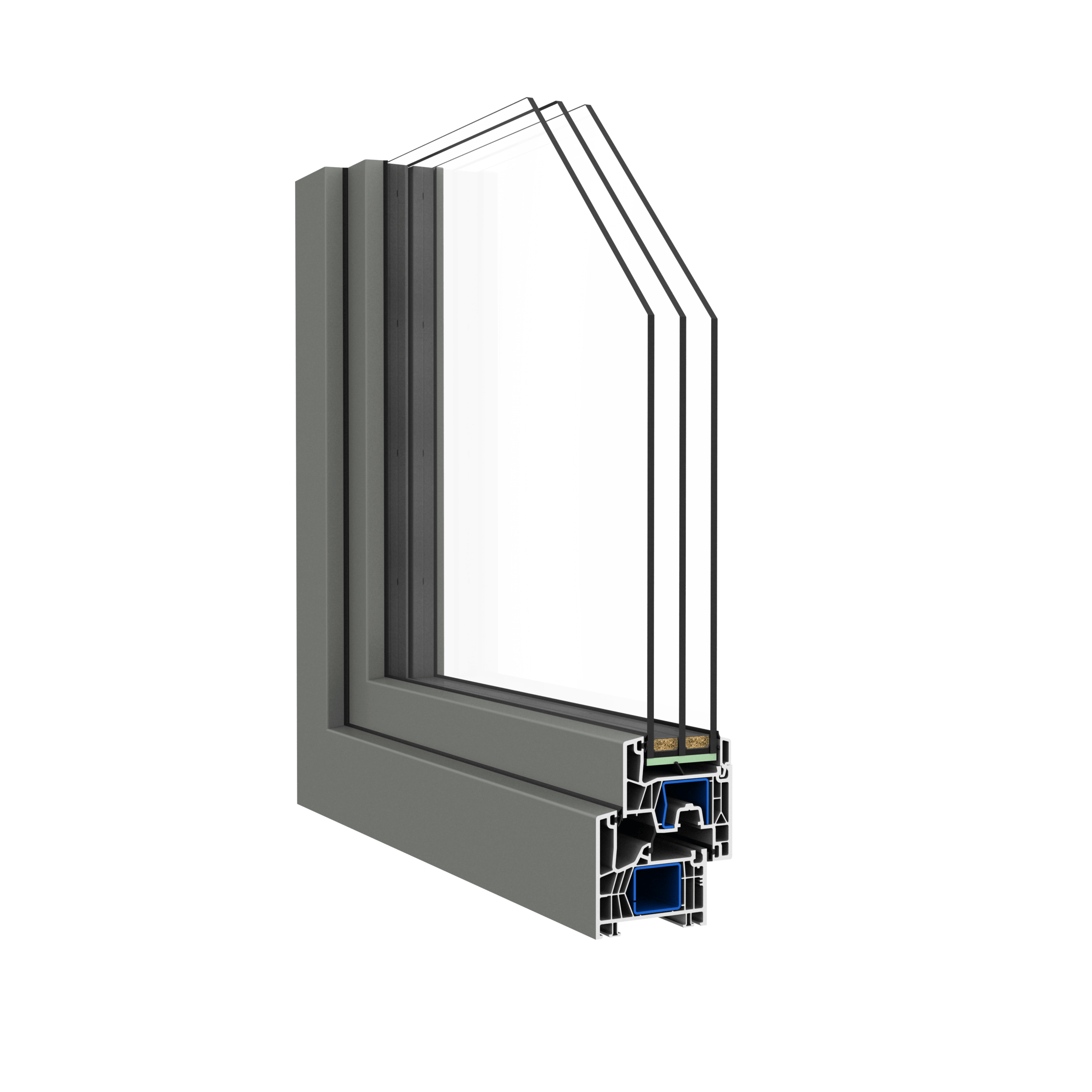 Fenêtre PVC grise à triple vitrage installée à Besançon