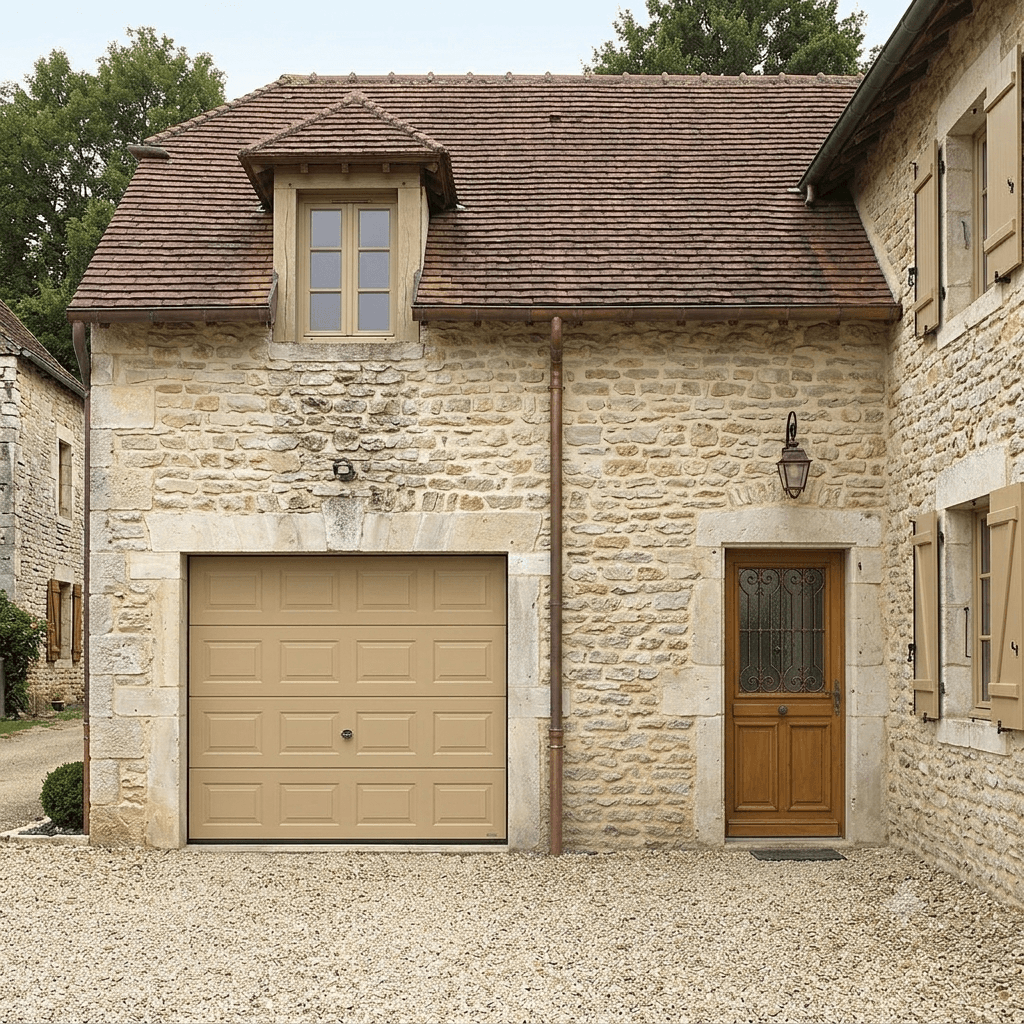 Porte de garage NOVOFERM posée par les artisans Fenêtres Bisontines dans le Doubs