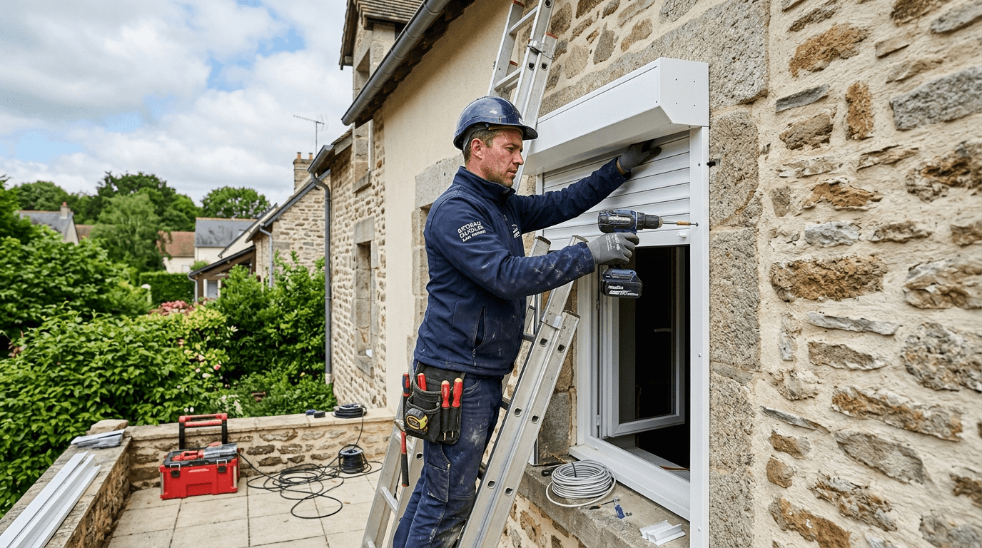 Installation d'un volet roulant motorisé posé sur une maison du Doubs près de Besançon — Fenêtres Bisontines